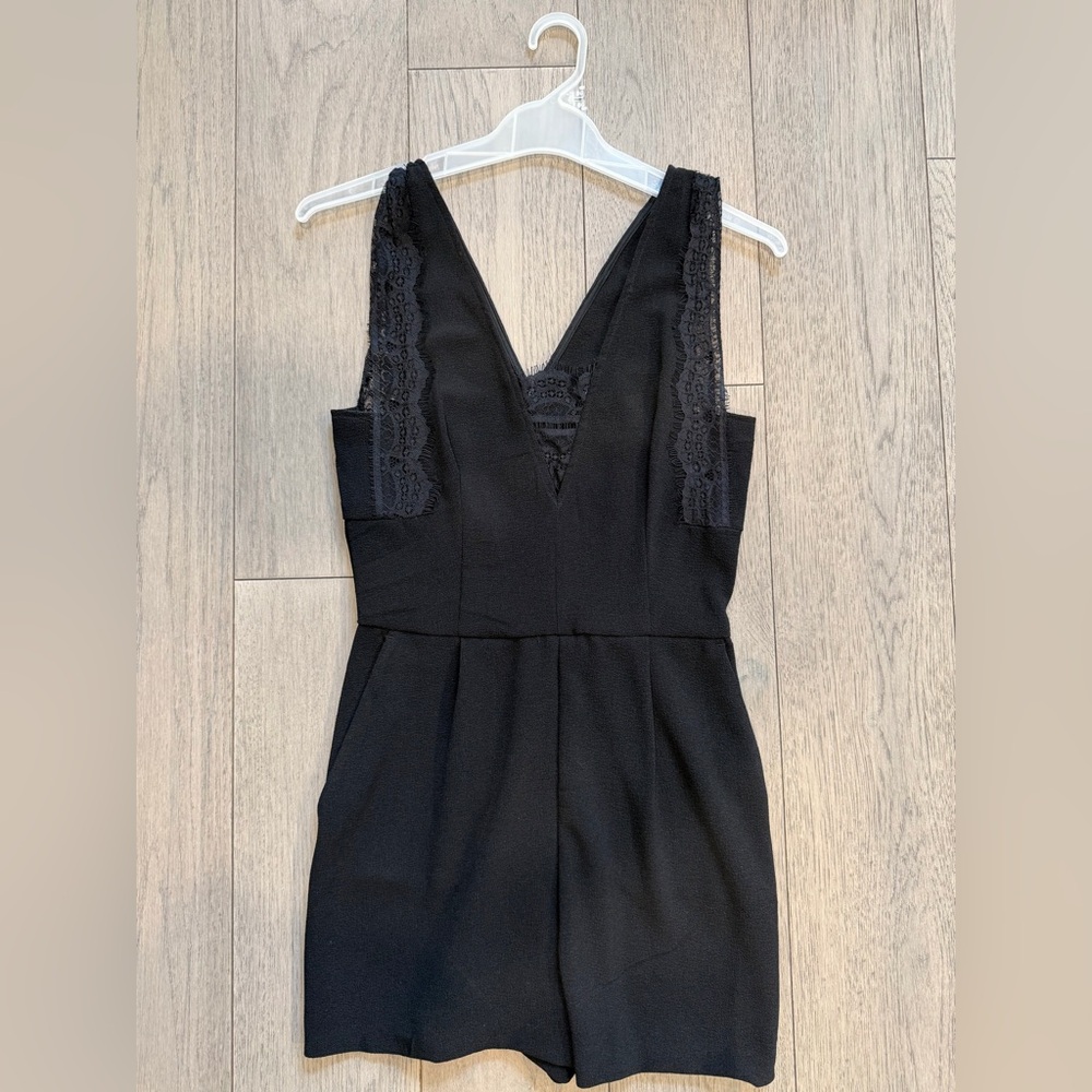 Dynamite Black Lace Trim Romper